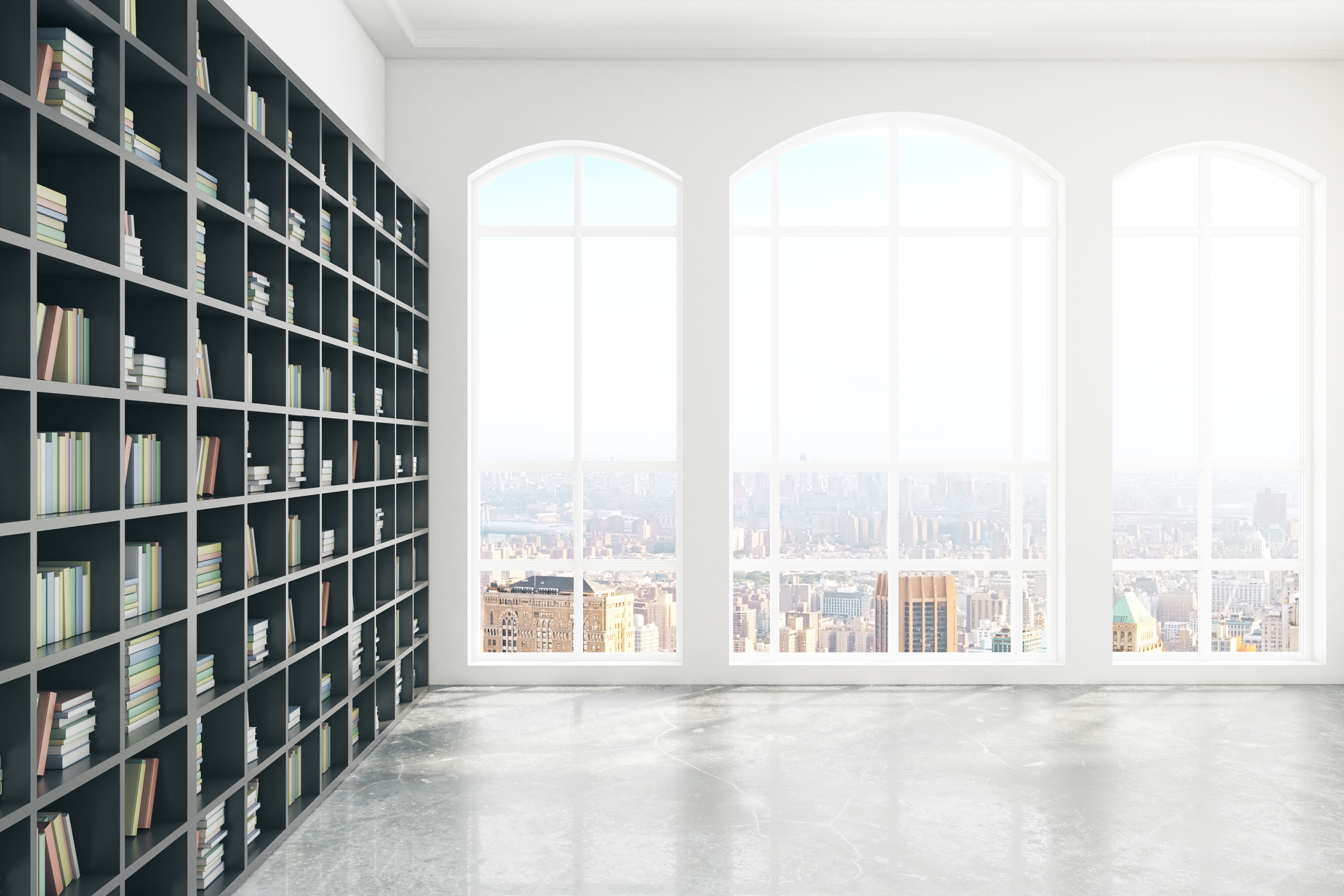 Bookshelf in library side